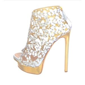DSQUARED FLAWLESS!!
 Silver and Gold Ankle Booties with Crystal Embellishments